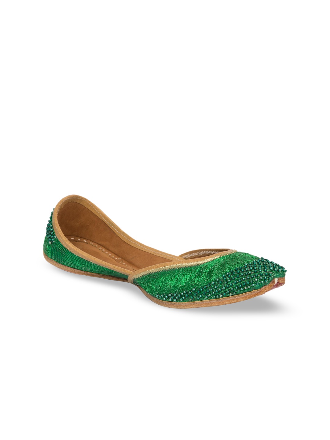 

Ta Chic Ethnic Embellished Fabric Mojaris, Green