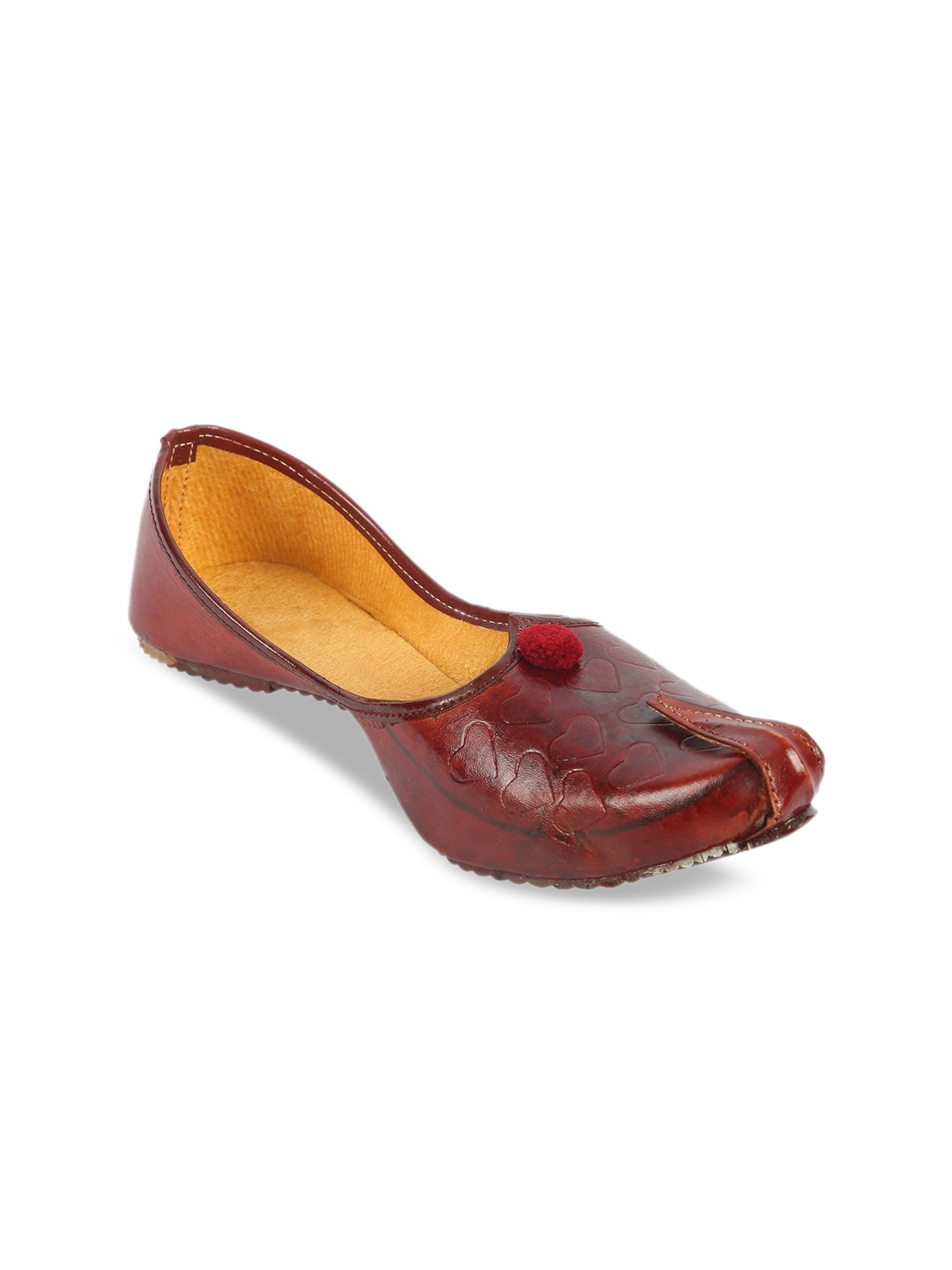 

Ta Chic Ethnic Textured Pointed Toe Mojaris, Brown