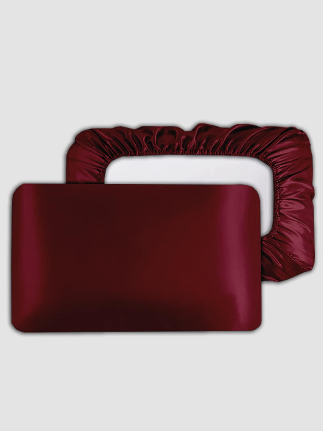 

ME & YOU Maroon-Coloured 2 Pieces Satin Silk Pillow Covers