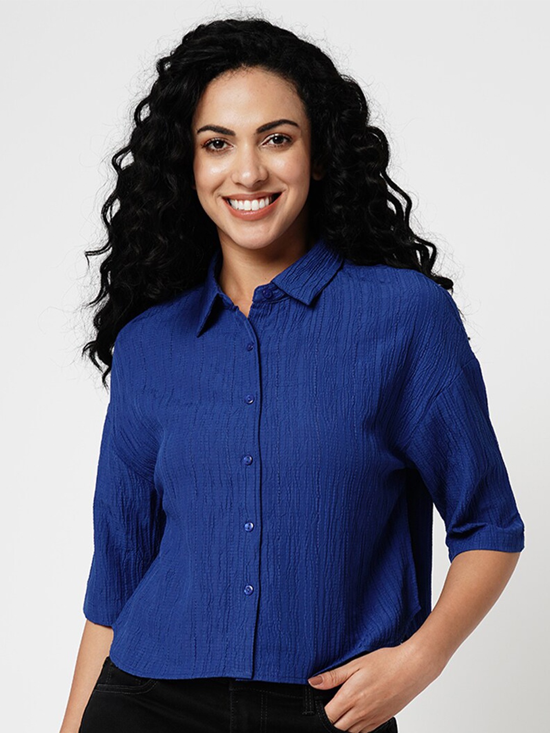 

Vero Moda Spread Collar Casual Shirt, Blue