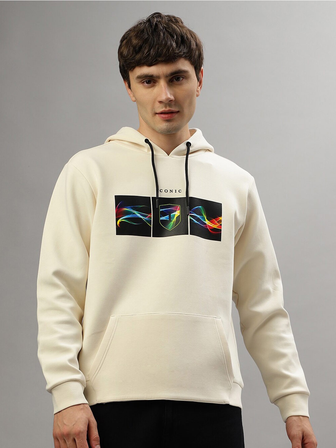 

Iconic Graphic Printed Hooded Sweatshirt, White