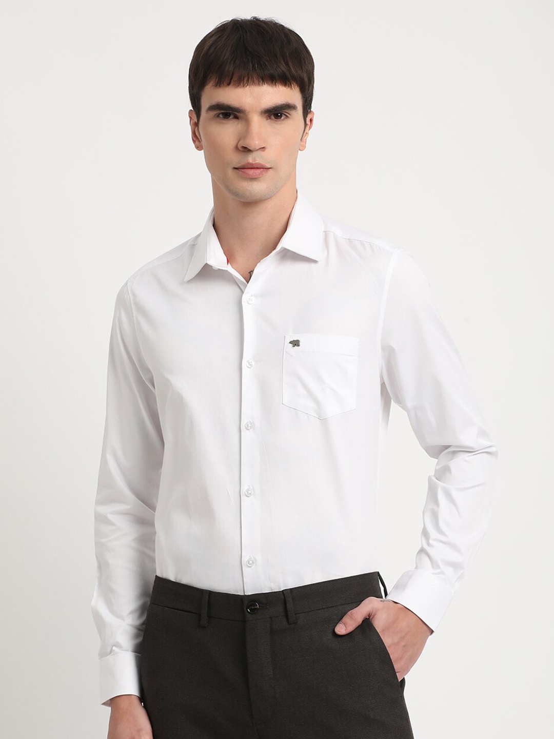 

THE BEAR HOUSE Slim Fit Pure Cotton Formal Shirt, White