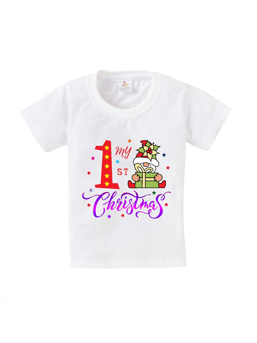 

Babywish Kids Relaxed Fit My 1st Christmas Printed Cotton T-shirt, White