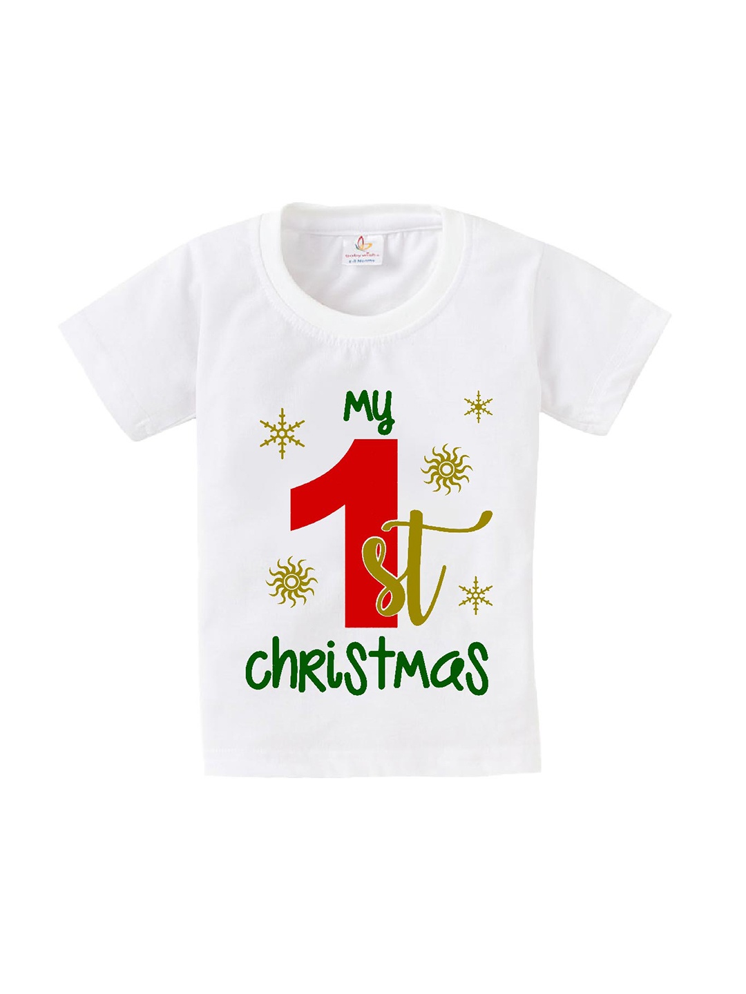 

Babywish Kids Relaxed Fit My 1st Christmas Printed Cotton T-shirt, White