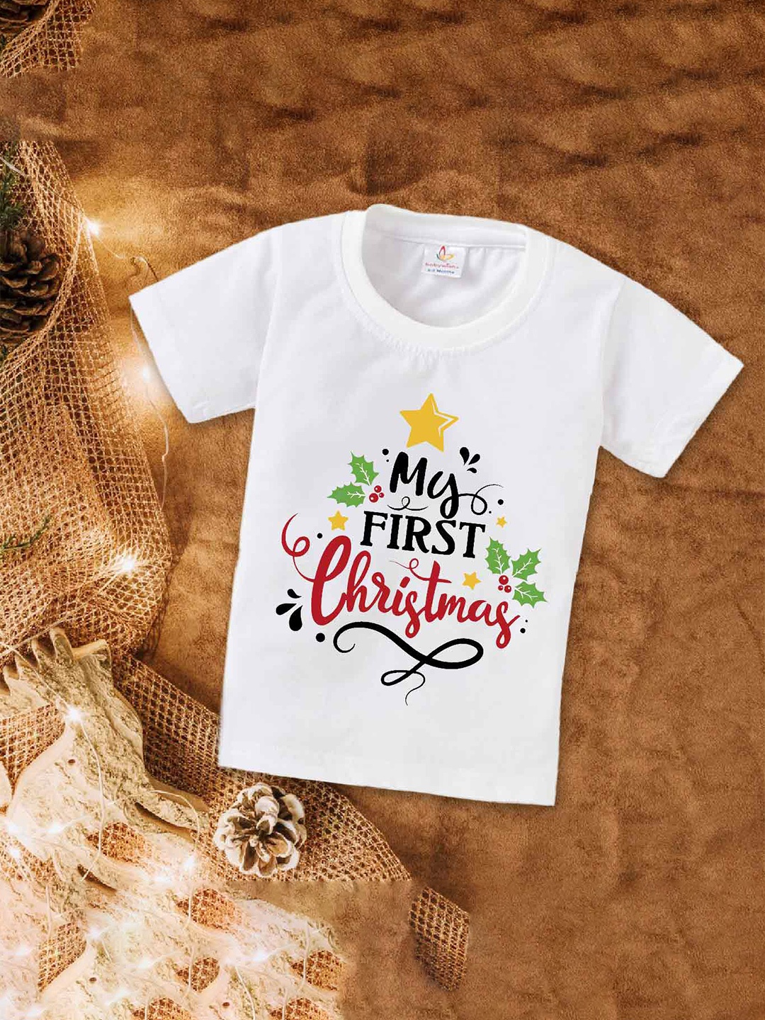 

Babywish Kids Typography Printed Cotton Christmas T-Shirt, White