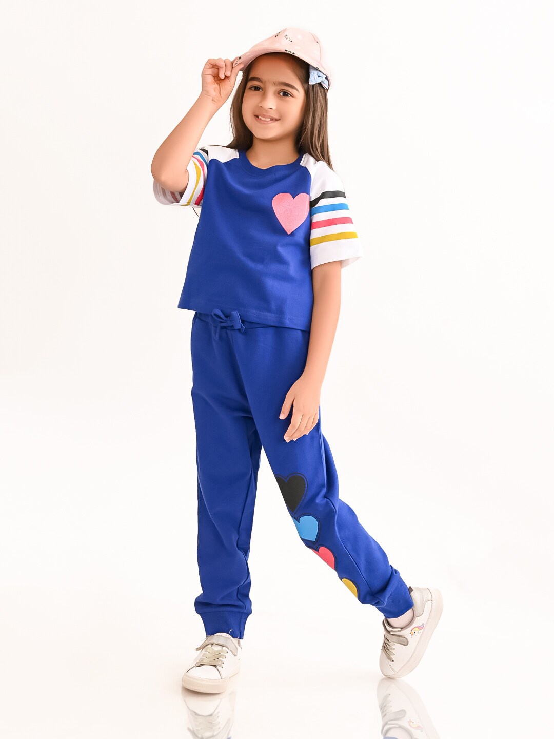 

BONKIDS Girls Printed Pure Cotton Top with Pyjamas, Blue