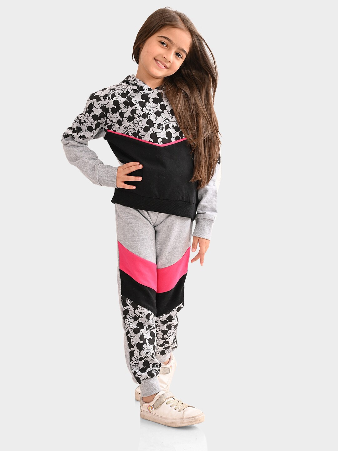 

BONKIDS Girls Printed Pure Cotton Top with Pyjamas, Grey