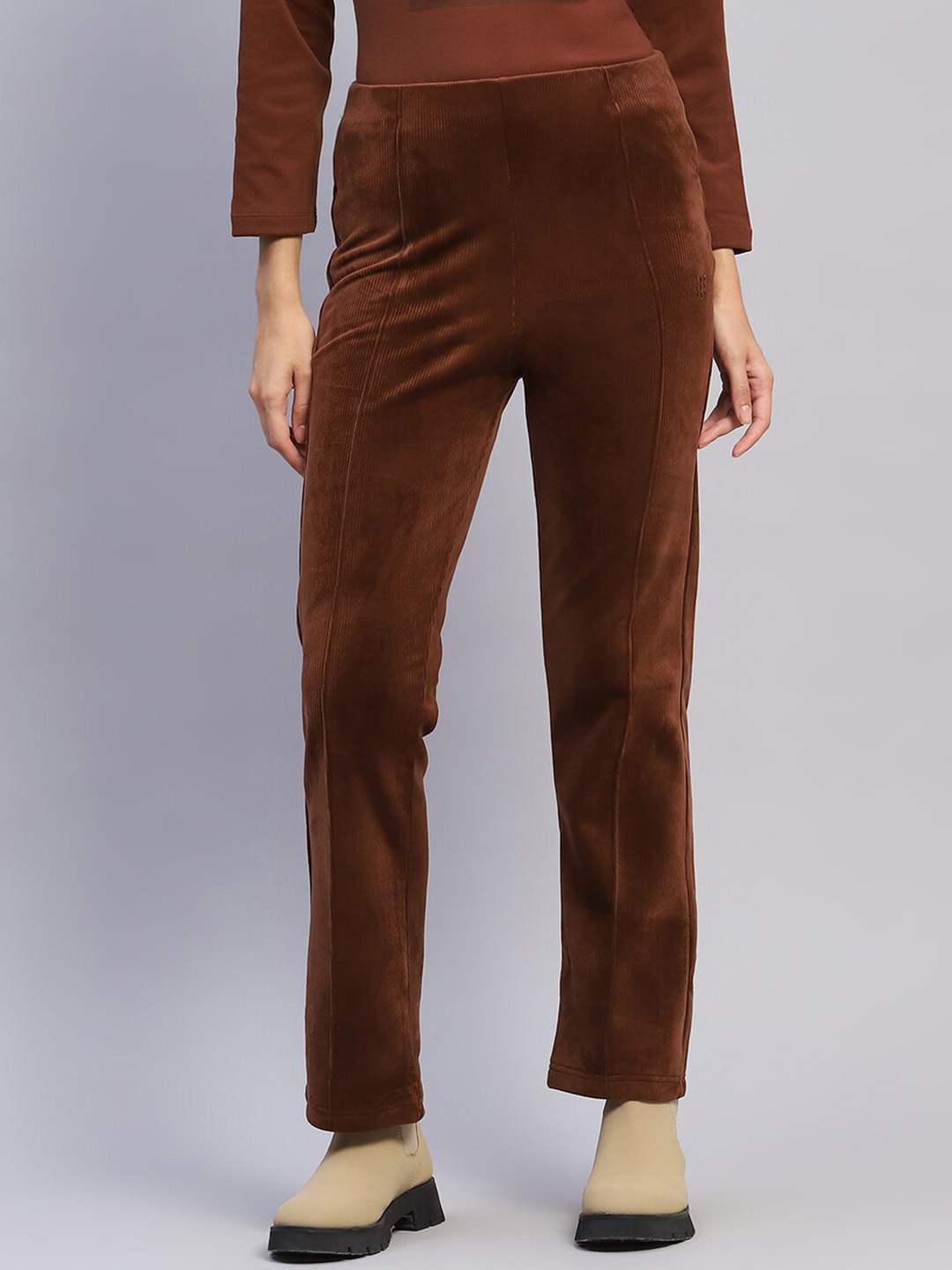

rock.it Women Mid-Rise Track Pants, Coffee brown