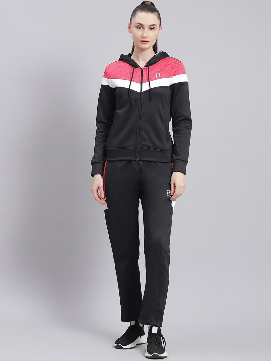 

rock.it Colourblocked Hooded Neck Long Sleeve Sweatshirt With Track Pant, Black