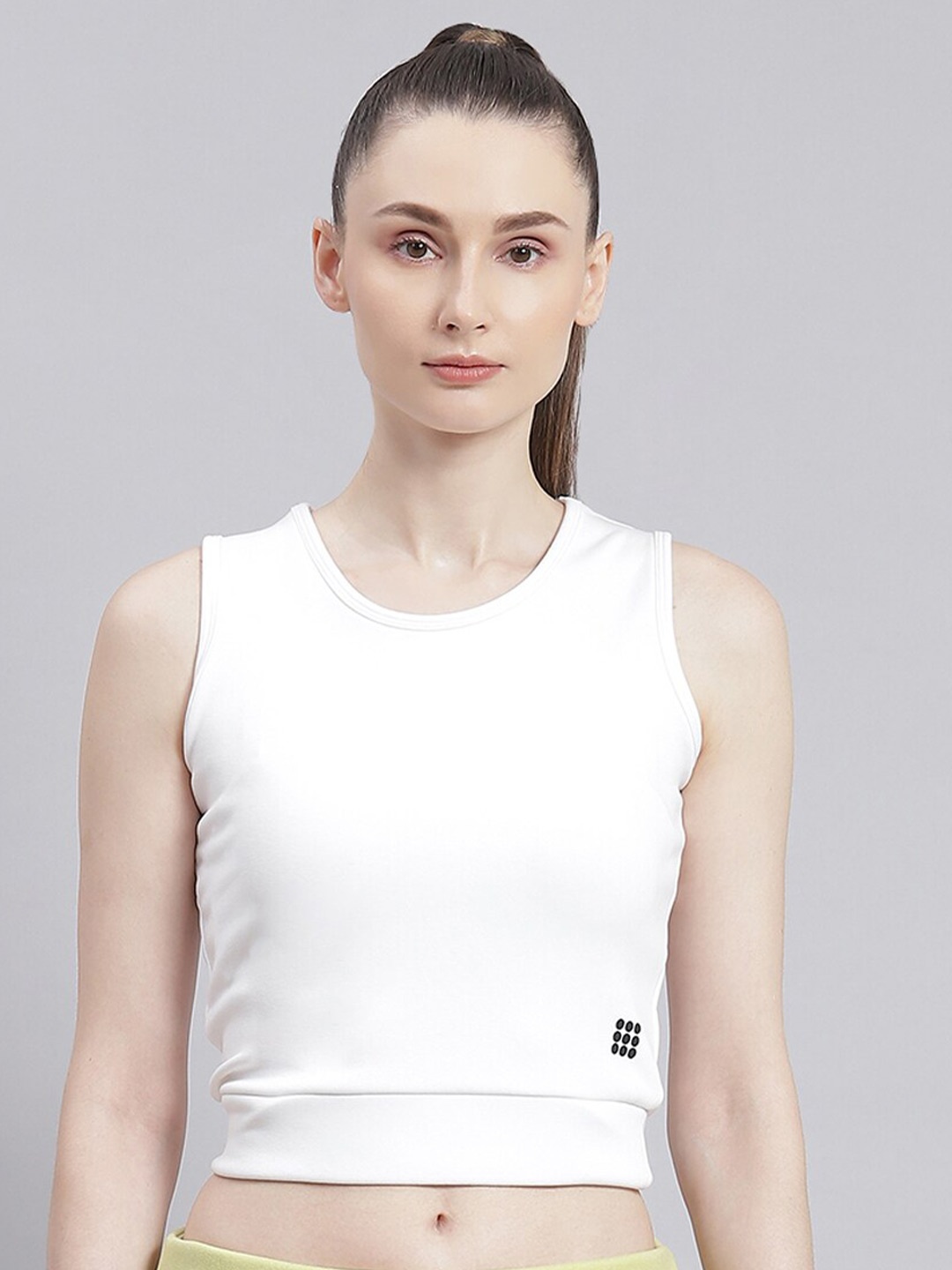

rock.it Round Neck Sleeveless Crop Top, White