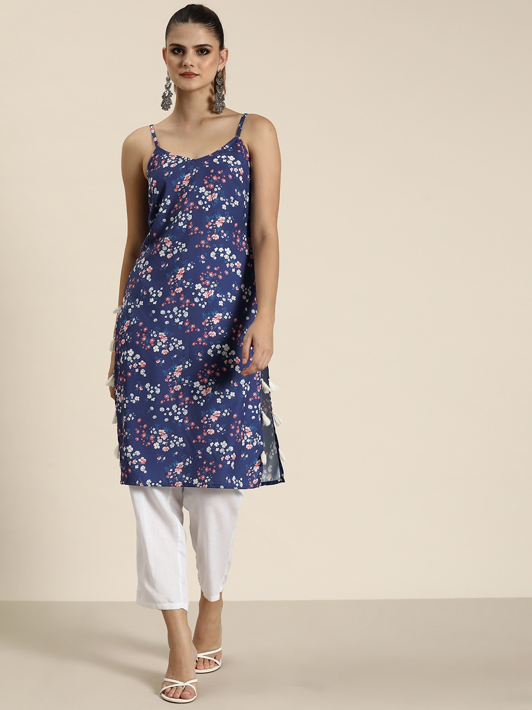 

HERE&NOW Floral Printed Kurta, Blue