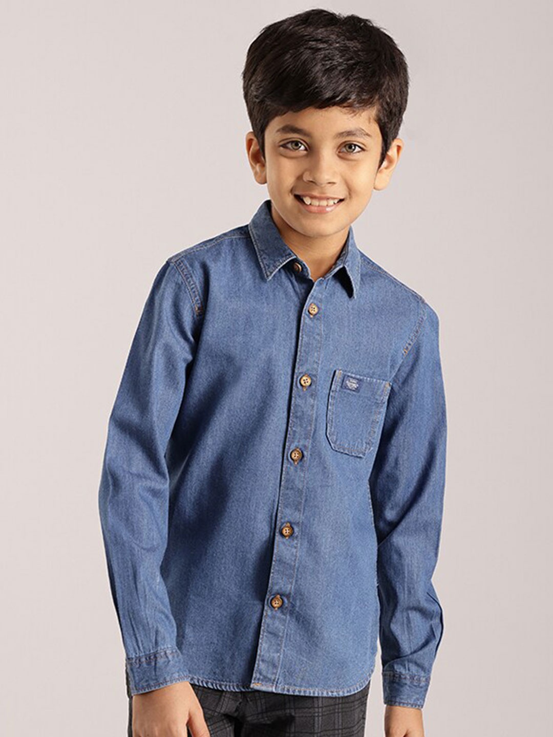 

Indian Terrain Boys Spread Collar Pure Cotton Casual Shirt, Blue