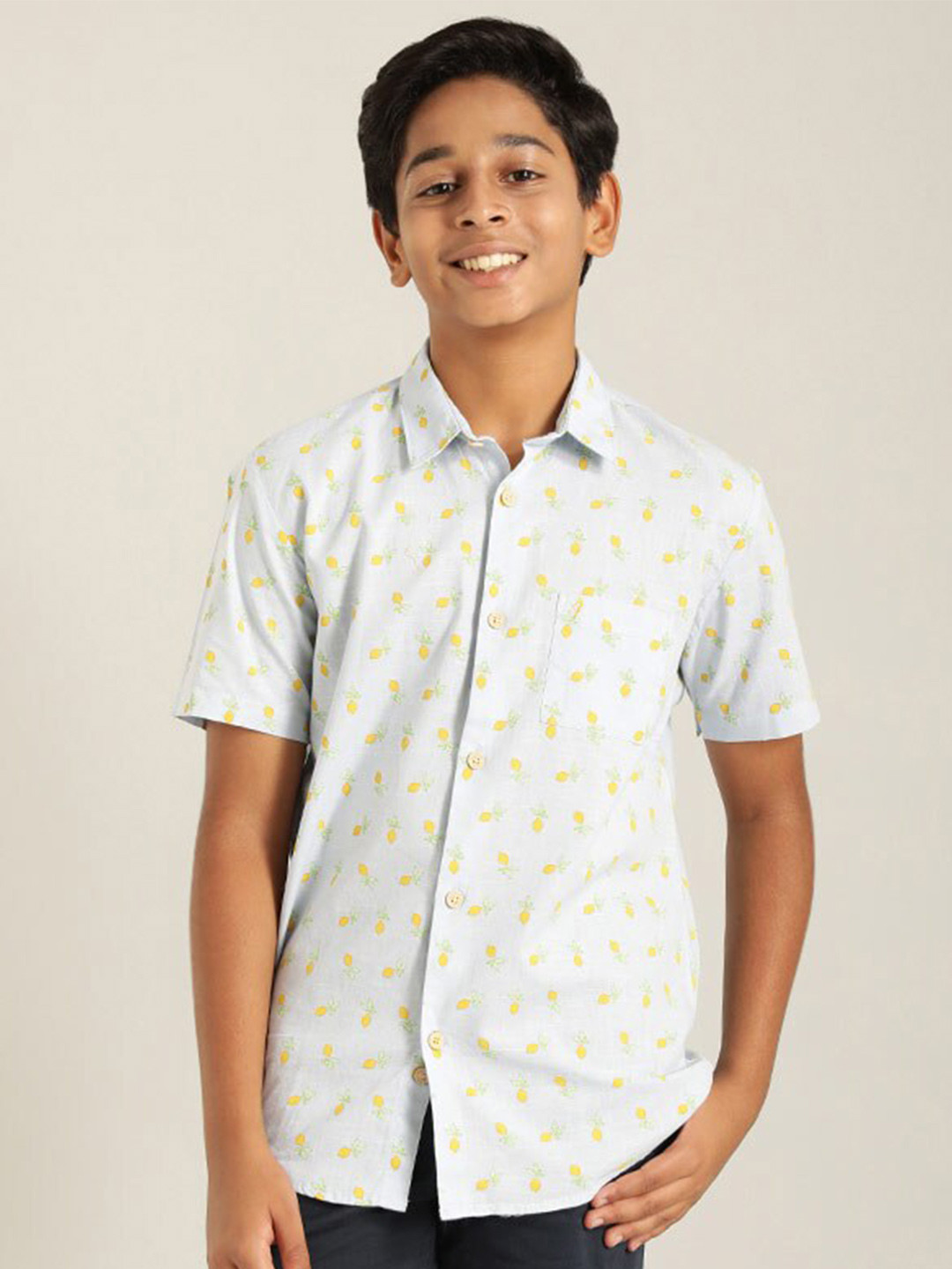 

Indian Terrain Boys Conversational Printed Pure Cotton Casual Shirt, Blue