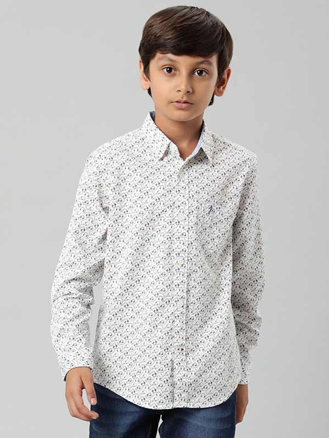 

Indian Terrain Boys Conversational Printed Cotton Casual Shirt, White