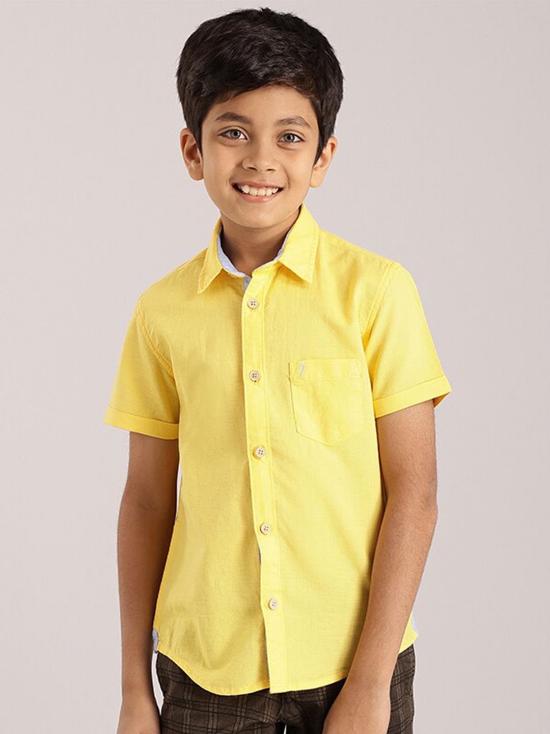 

Indian Terrain Boys Spread Collar Casual Shirt, Yellow