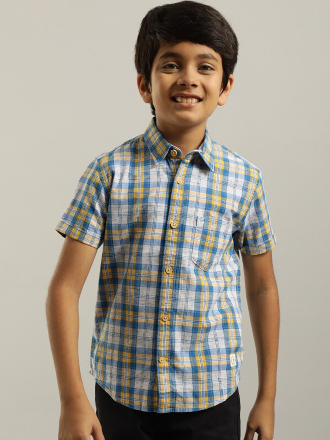 

Indian Terrain Boys Checked Casual Shirt, Navy blue