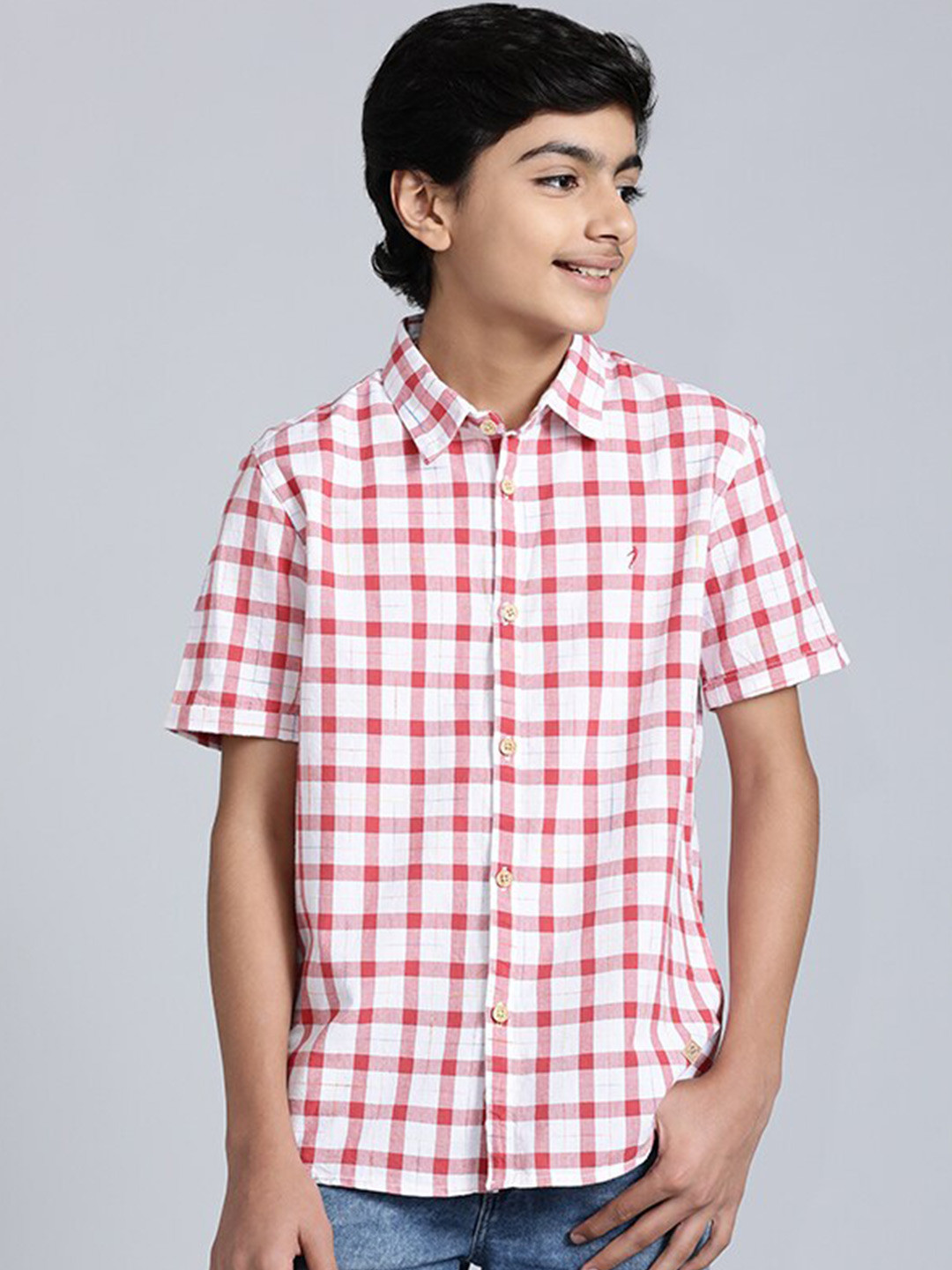 

Indian Terrain Boys Checked Pure Cotton Casual Shirt, Red