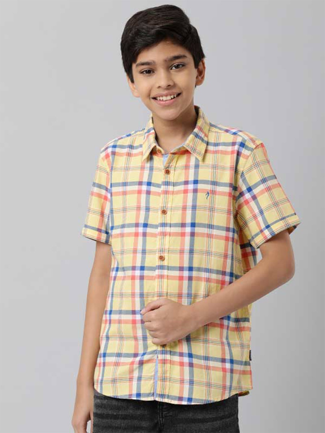 

Indian Terrain Boys Checked Pure Cotton Casual Shirt, Yellow