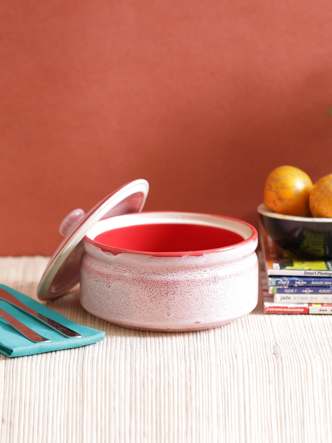 

VarEesha Pink Marble Serving Bowl with Lid