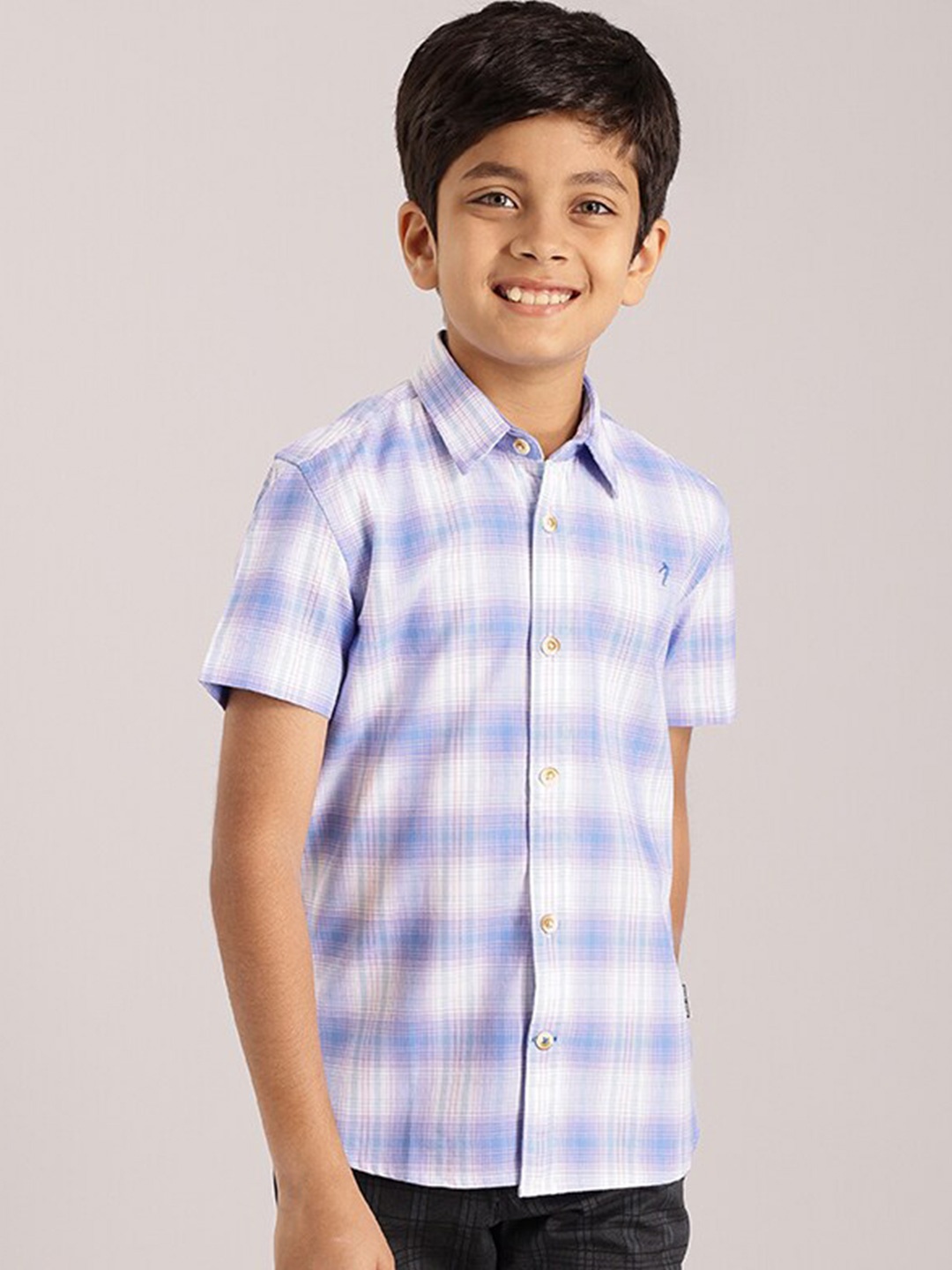 

Indian Terrain Boys Checked Classic Cotton Casual Shirt, Blue