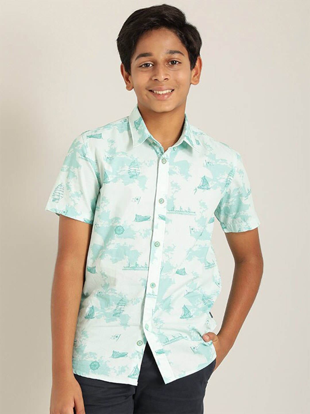 

Indian Terrain Boys Printed Casual Shirt, Blue