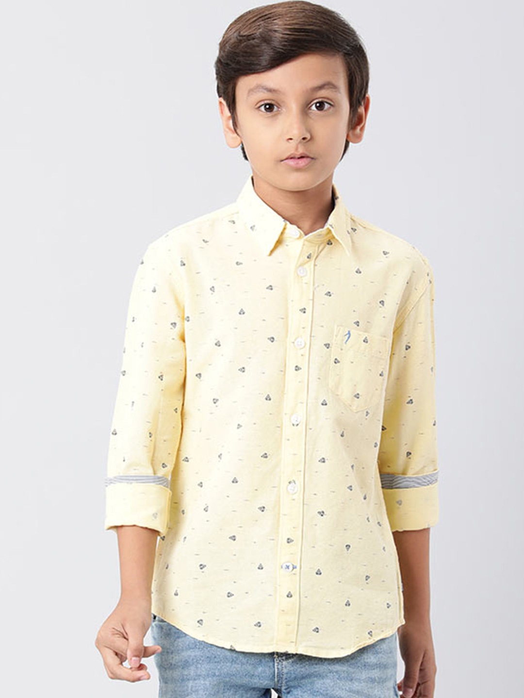 

Indian Terrain Boys Conversational Printed Pure Cotton Casual Shirt, Yellow