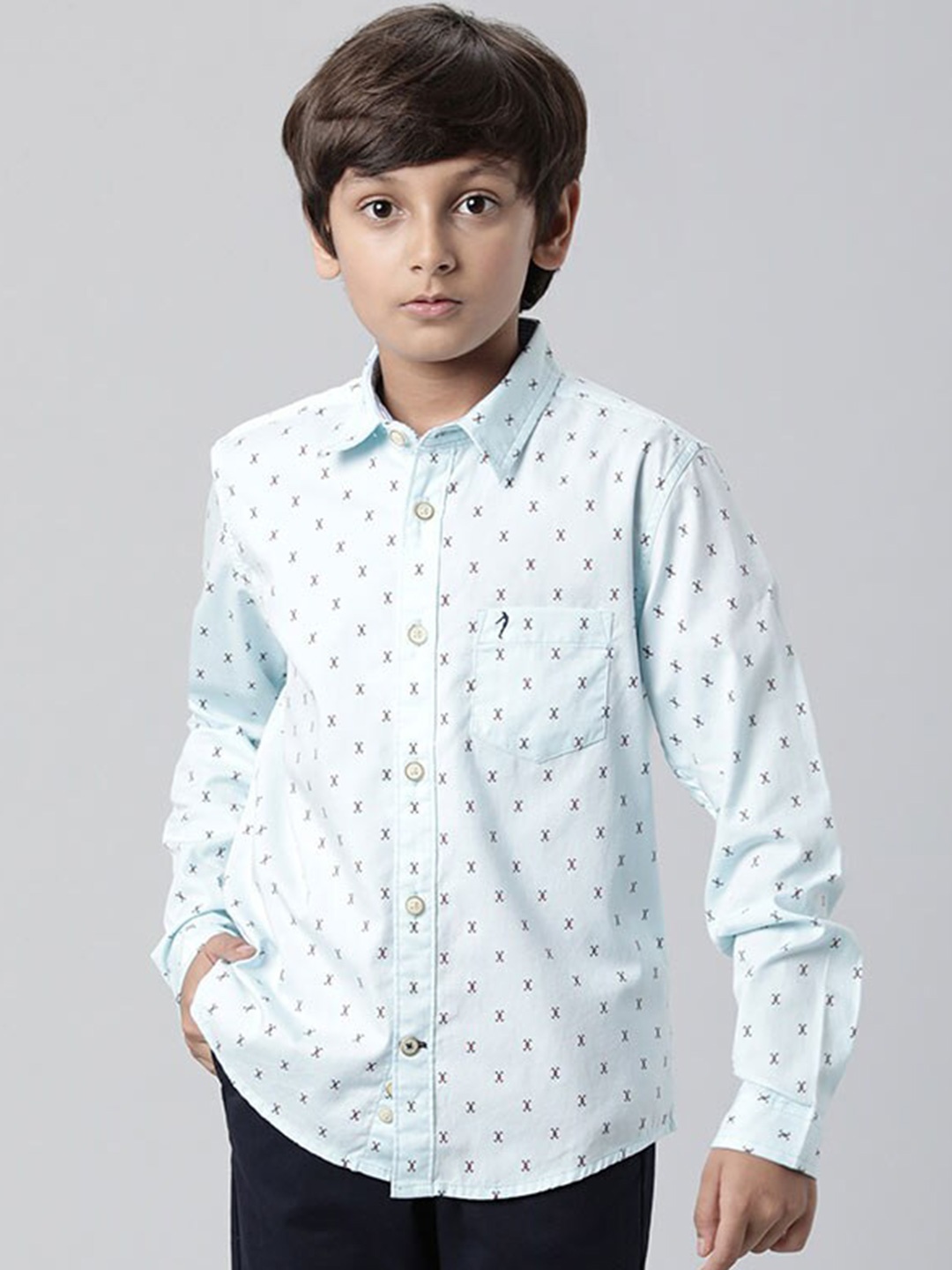 

Indian Terrain Boys Conversational Printed Pure Cotton Casual Shirt, Blue