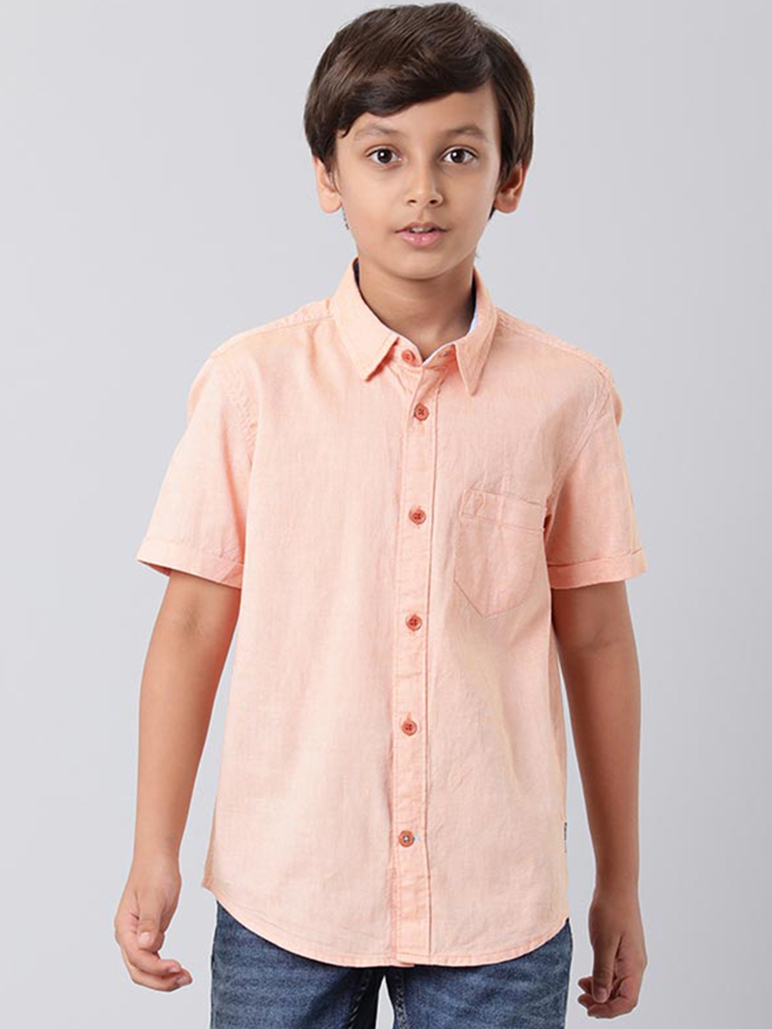 

Indian Terrain Boys Peach-Coloured Casual Shirt