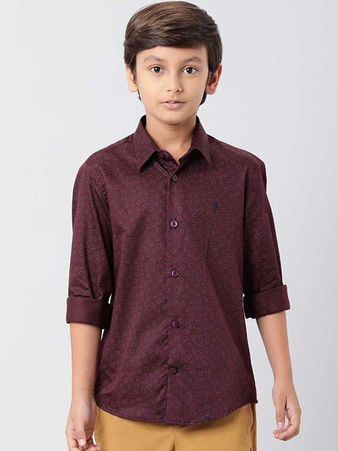 

Indian Terrain Boys Paisley Printed Pure Cotton Casual Shirt, Maroon