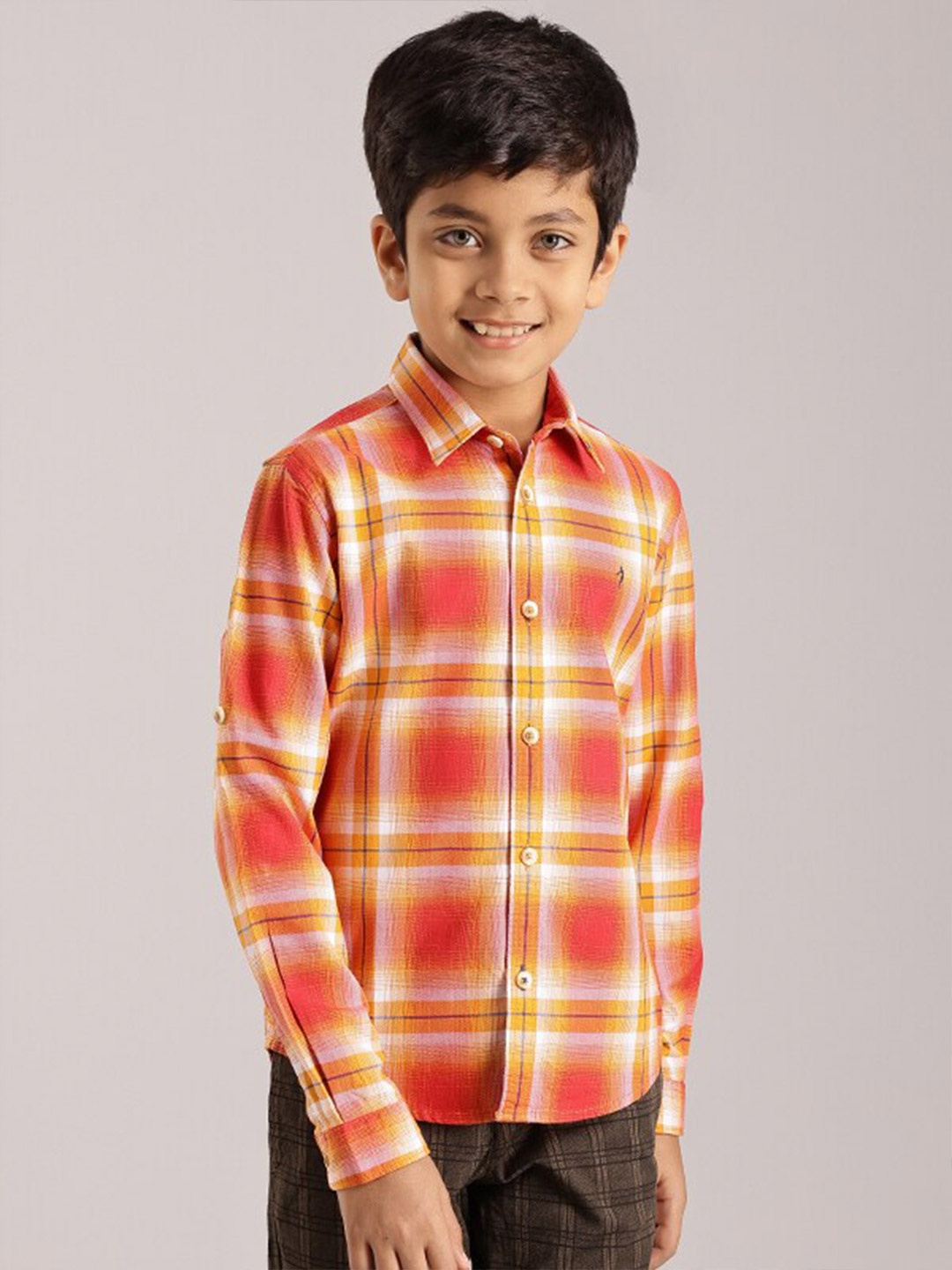 

Indian Terrain Boys Tartan Checked Pure Cotton Casual Shirt, Red