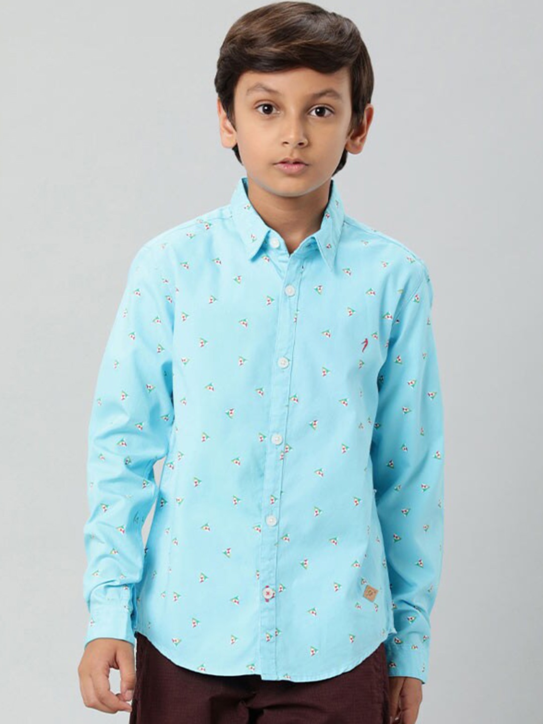 

Indian Terrain Boys Conversational Printed Pure Cotton Casual Shirt, Blue