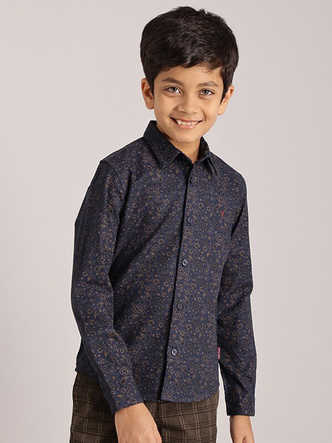 

Indian Terrain Boys Paisley Printed Pure Cotton Casual Shirt, Teal