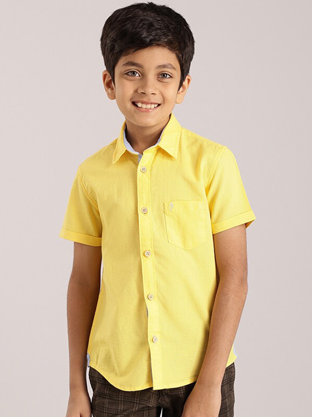 

Indian Terrain Boys Spread Collar Casual Shirt, Yellow