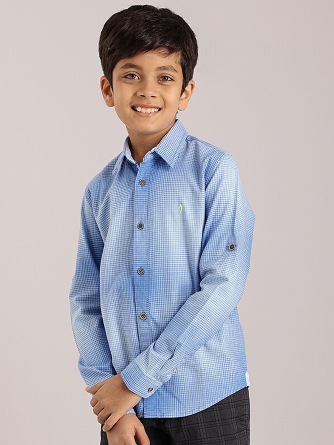 

Indian Terrain Boys Checked Classic Cotton Casual Shirt, Blue