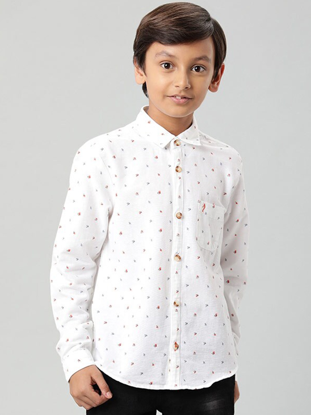 

Indian Terrain Boys Printed Classic Cotton Casual Shirt, White