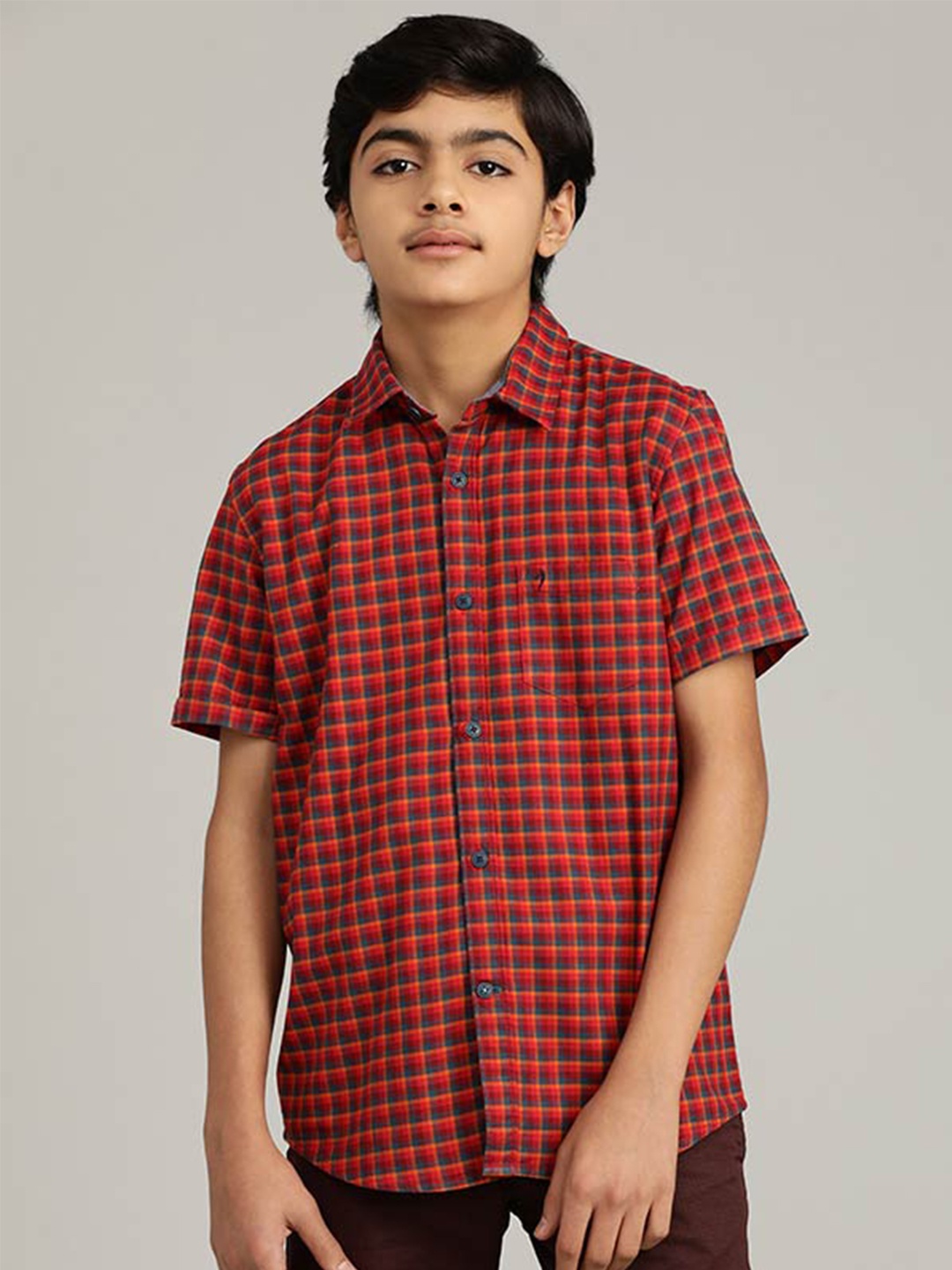 

Indian Terrain Boys Buffalo Checked Pure Cotton Casual Shirt, Red