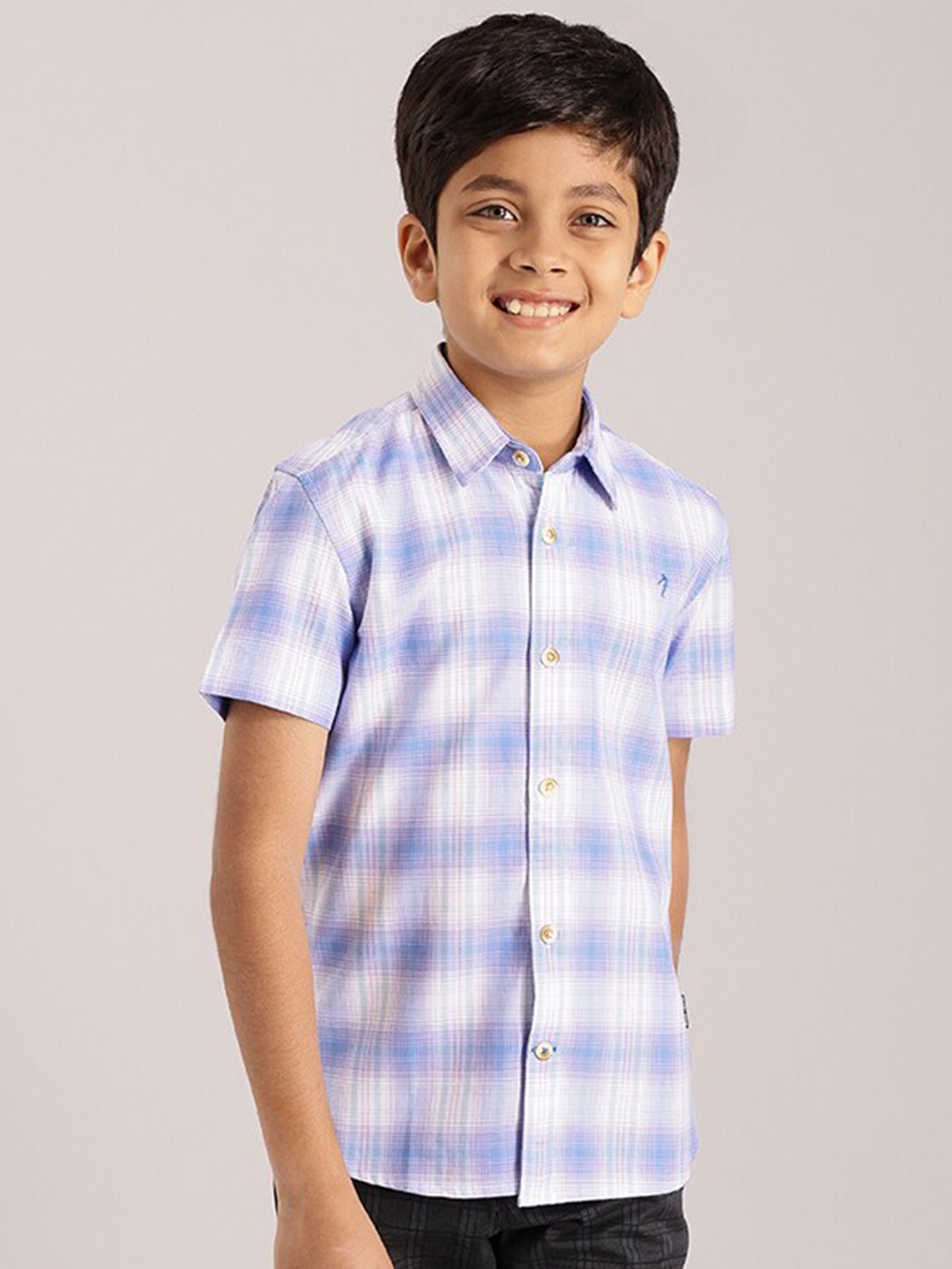 

Indian Terrain Boys Checked Pure Cotton Casual Shirt, Blue