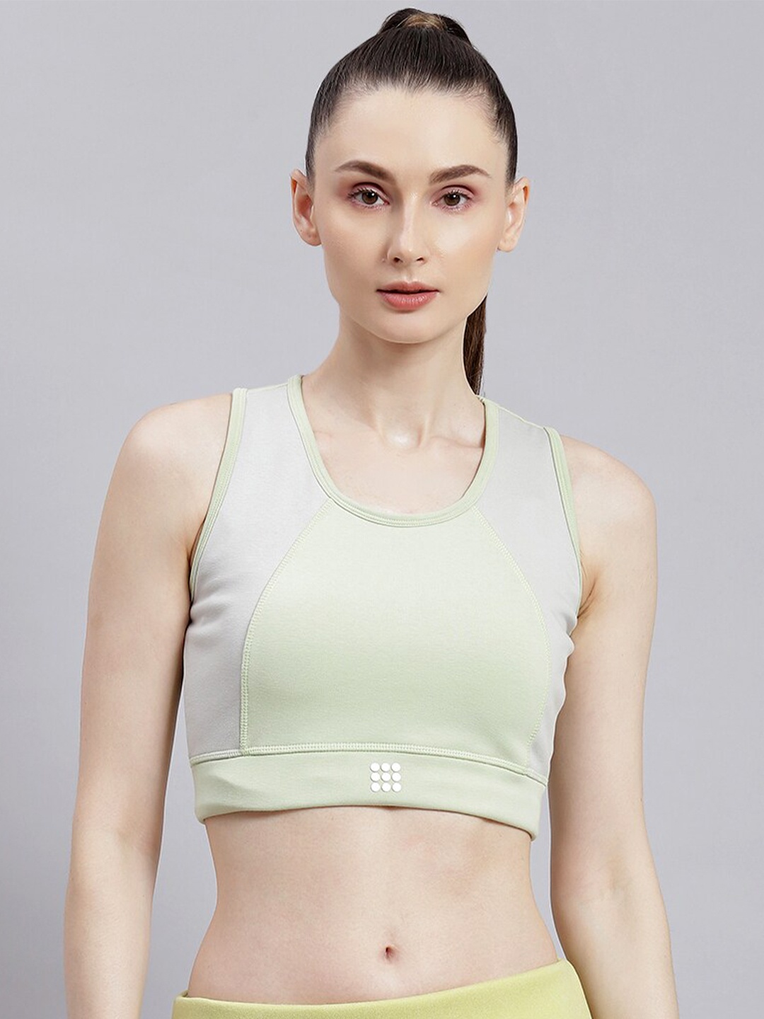

rock.it Full Coverage Non-Wired Colourblocked Workout Bra With 360 Degree Support, Sea green