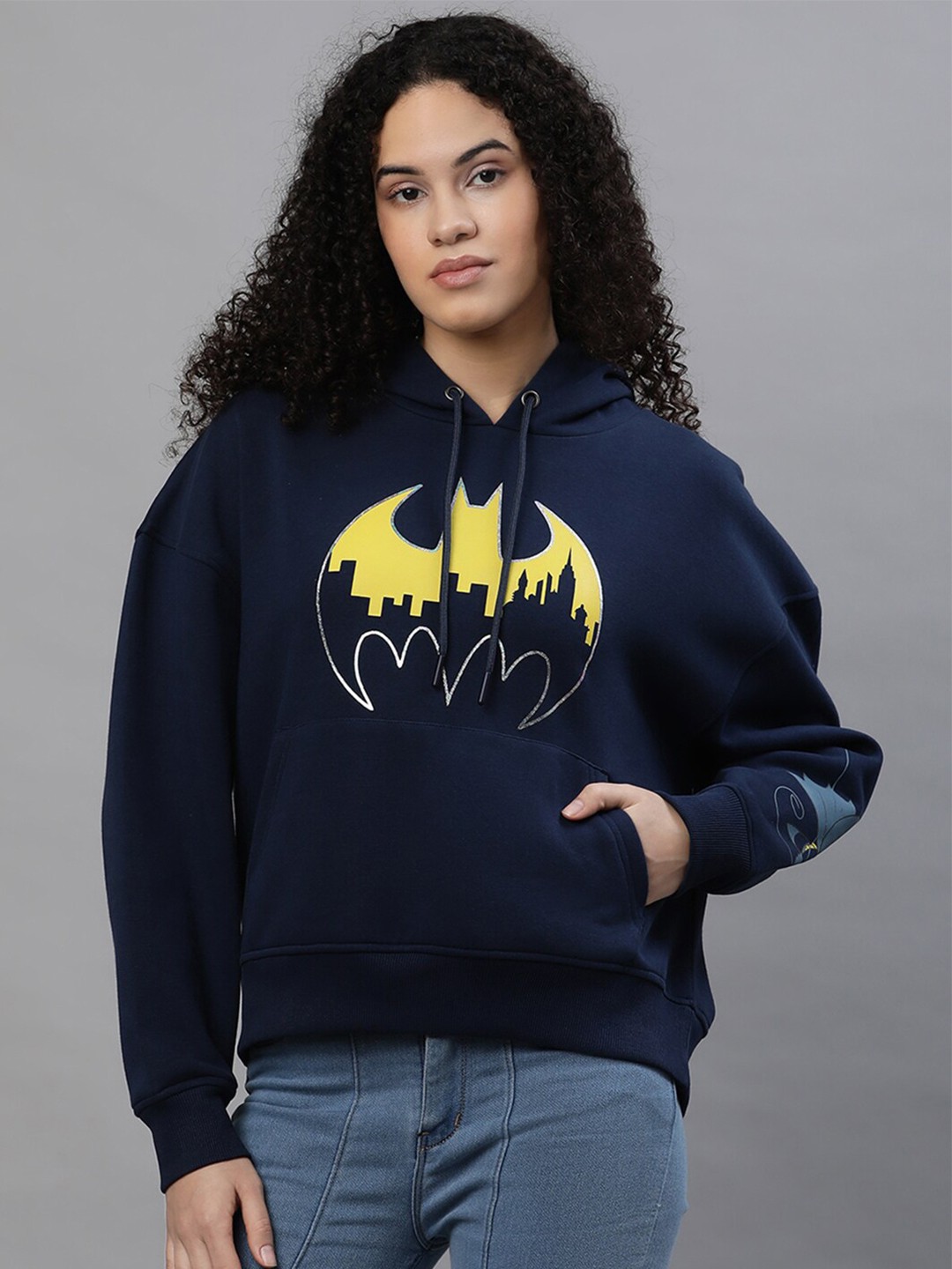 

Free Authority Batman Printed Hooded Pure Cotton Sweatshirt, Navy blue