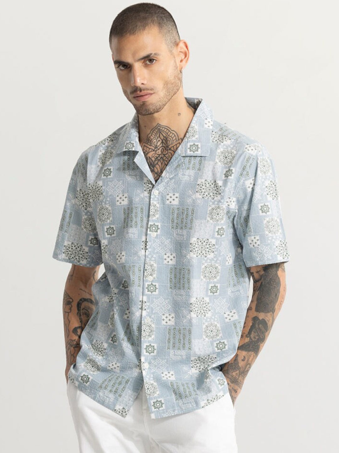 

Snitch Blue Ethnic Motifs Printed Classic Casual Shirt