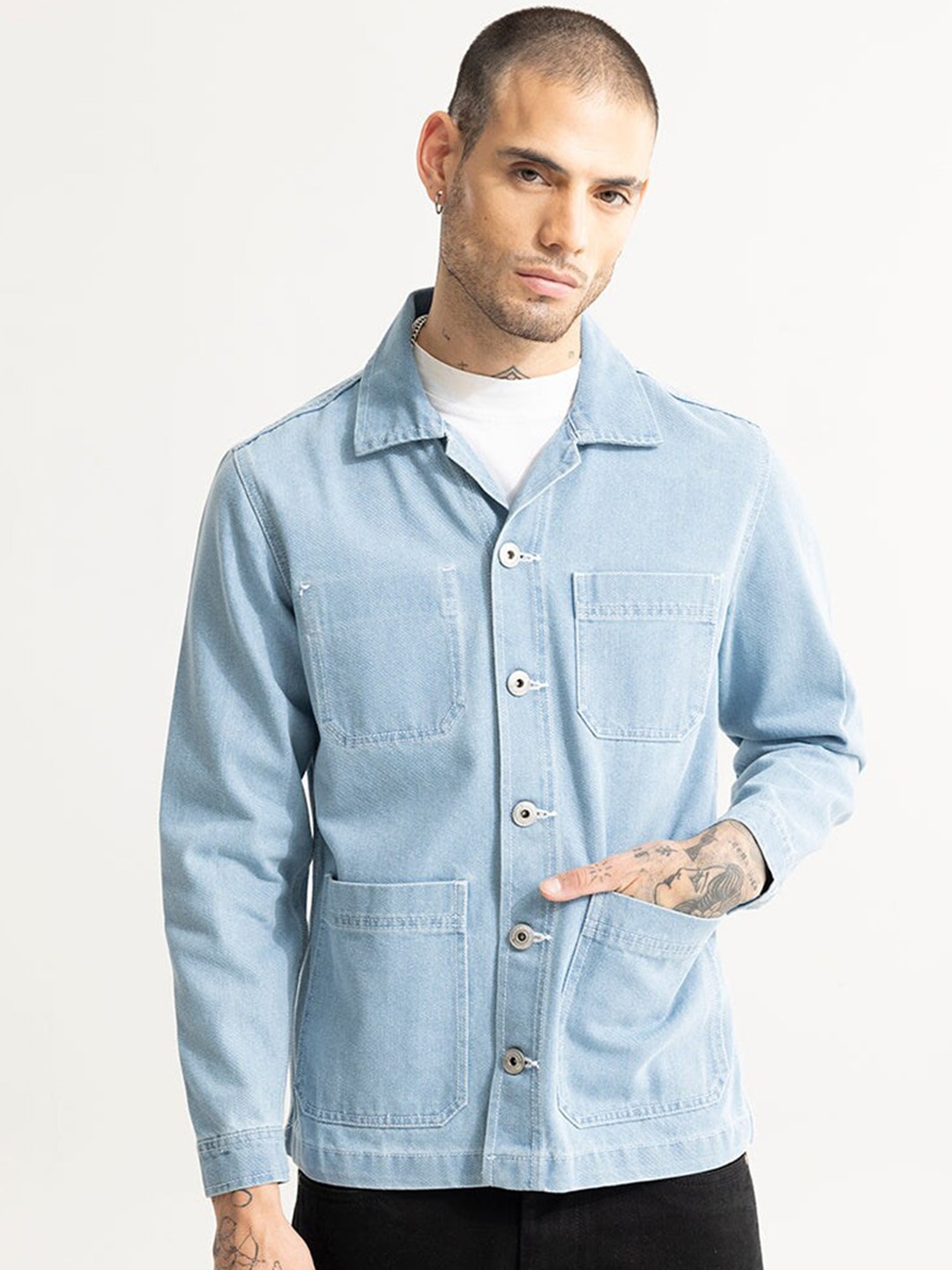 

Snitch Blue Cotton Denim Jacket