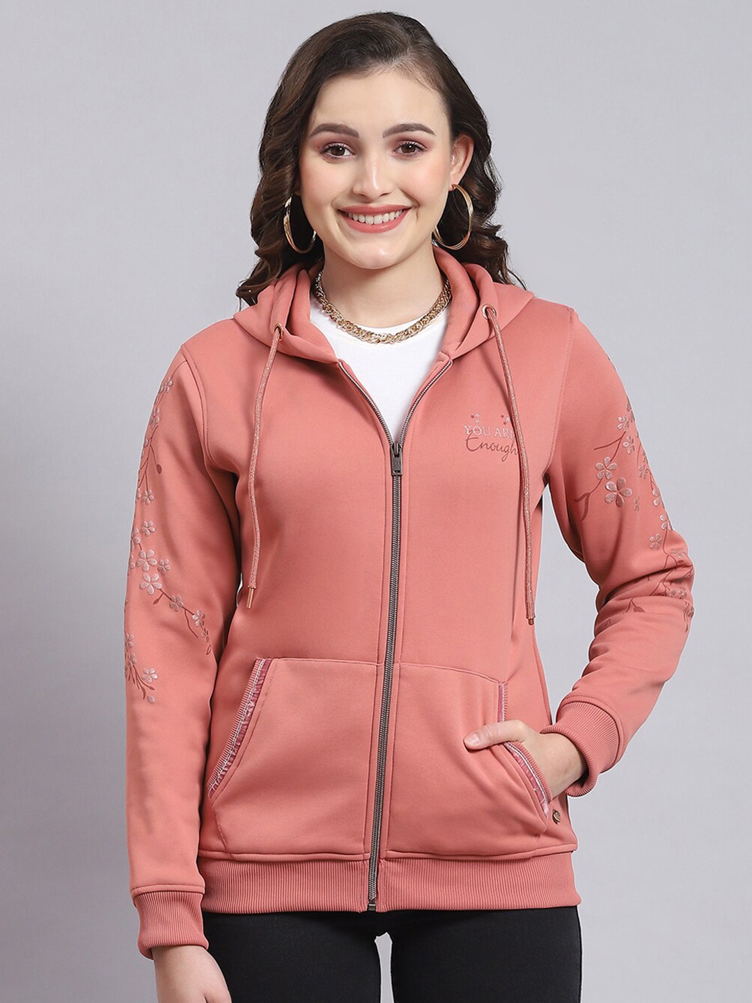 

Monte Carlo Hooded Front Open Sweatshirt, Peach