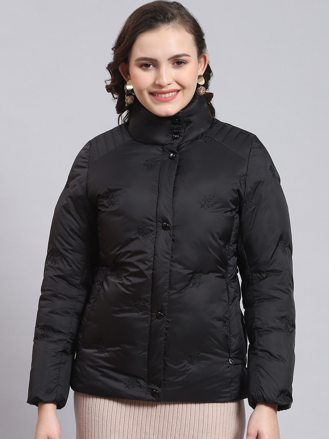 

Monte Carlo Stand Collar Lightweight Puffer Jacket, Black