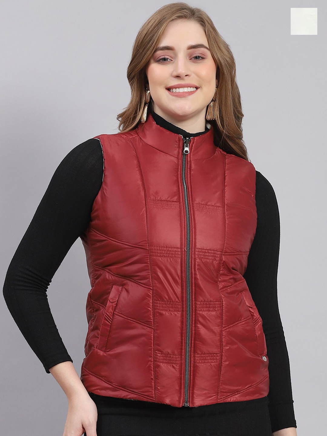 

Monte Carlo Mock Collar Lightweight Padded Jacket, Maroon