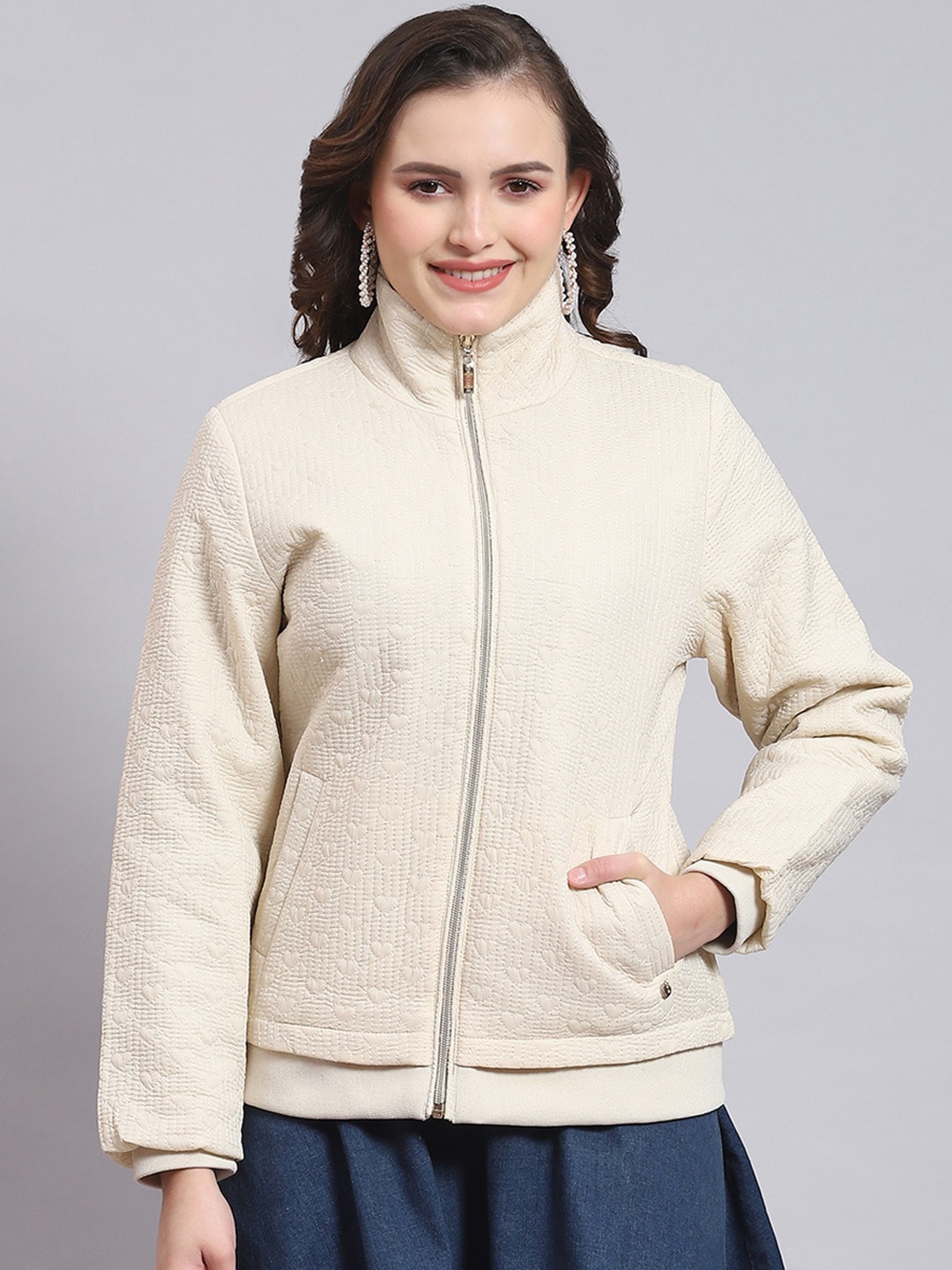 

Monte Carlo Self Design Lightweight Bomber Jacket, Beige