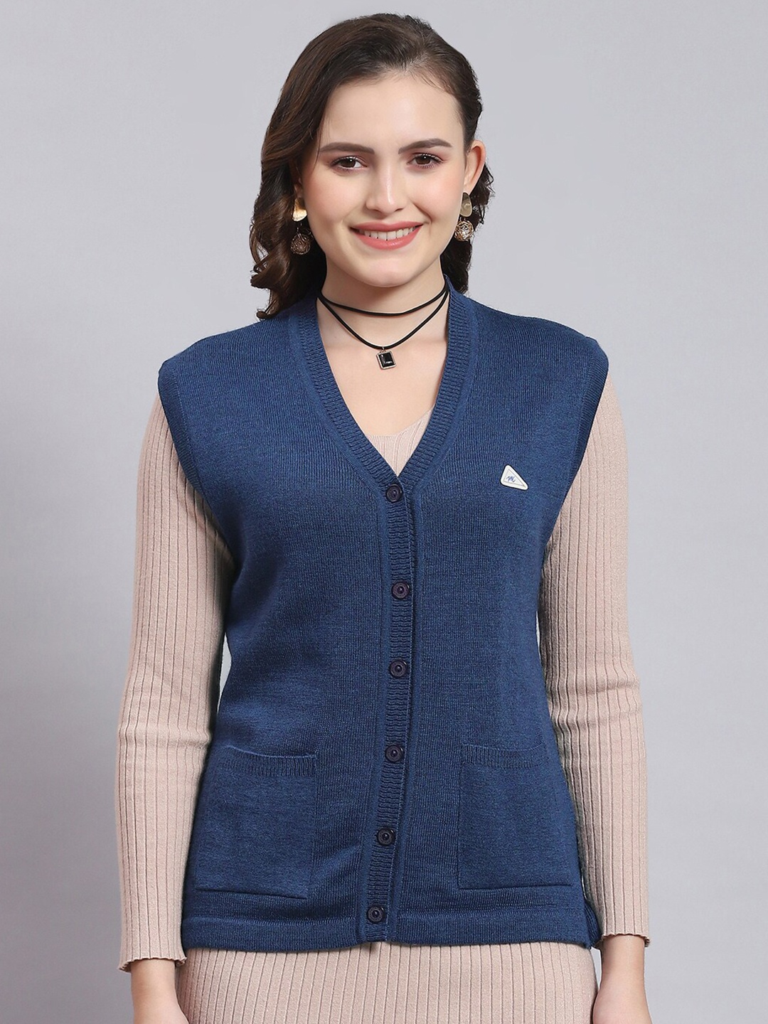 

Monte Carlo Sleeveless Woollen Cardigan, Blue