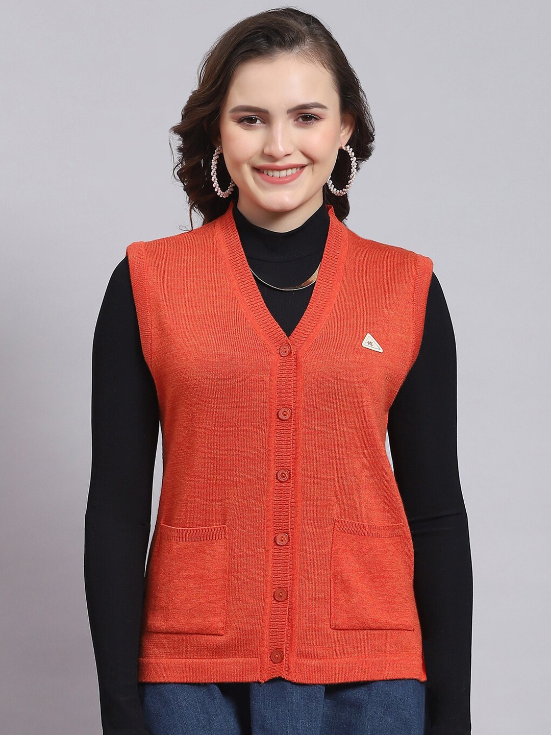 

Monte Carlo Sleeveless Woollen Cardigan, Orange