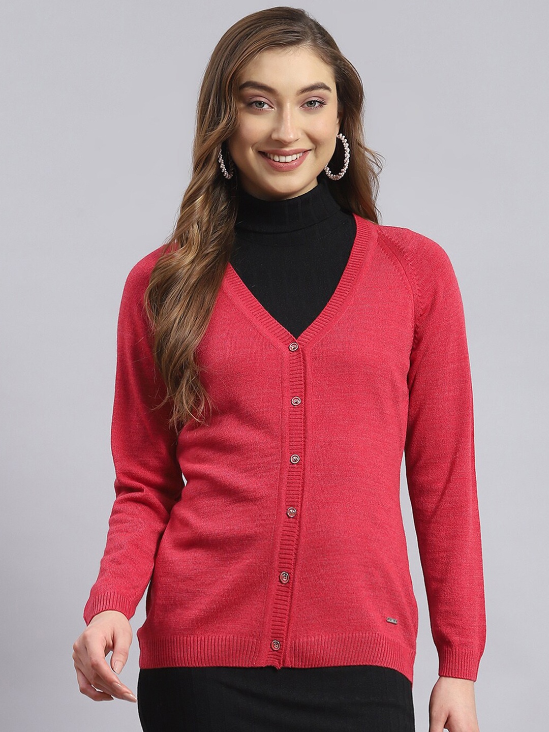 

Monte Carlo V-Neck Cardigan Sweater, Red