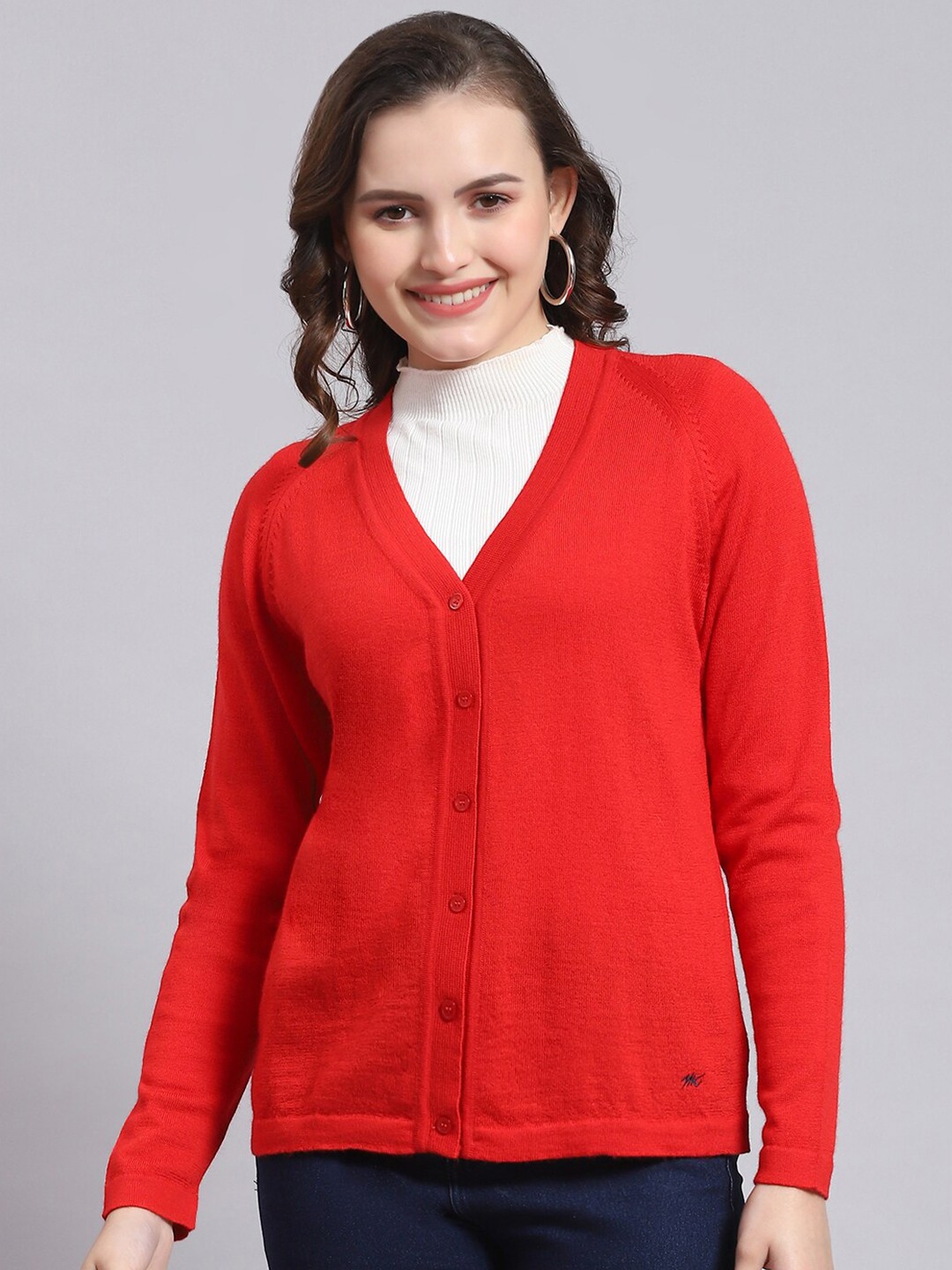 

Monte Carlo Woollen Cardigan Sweater, Red