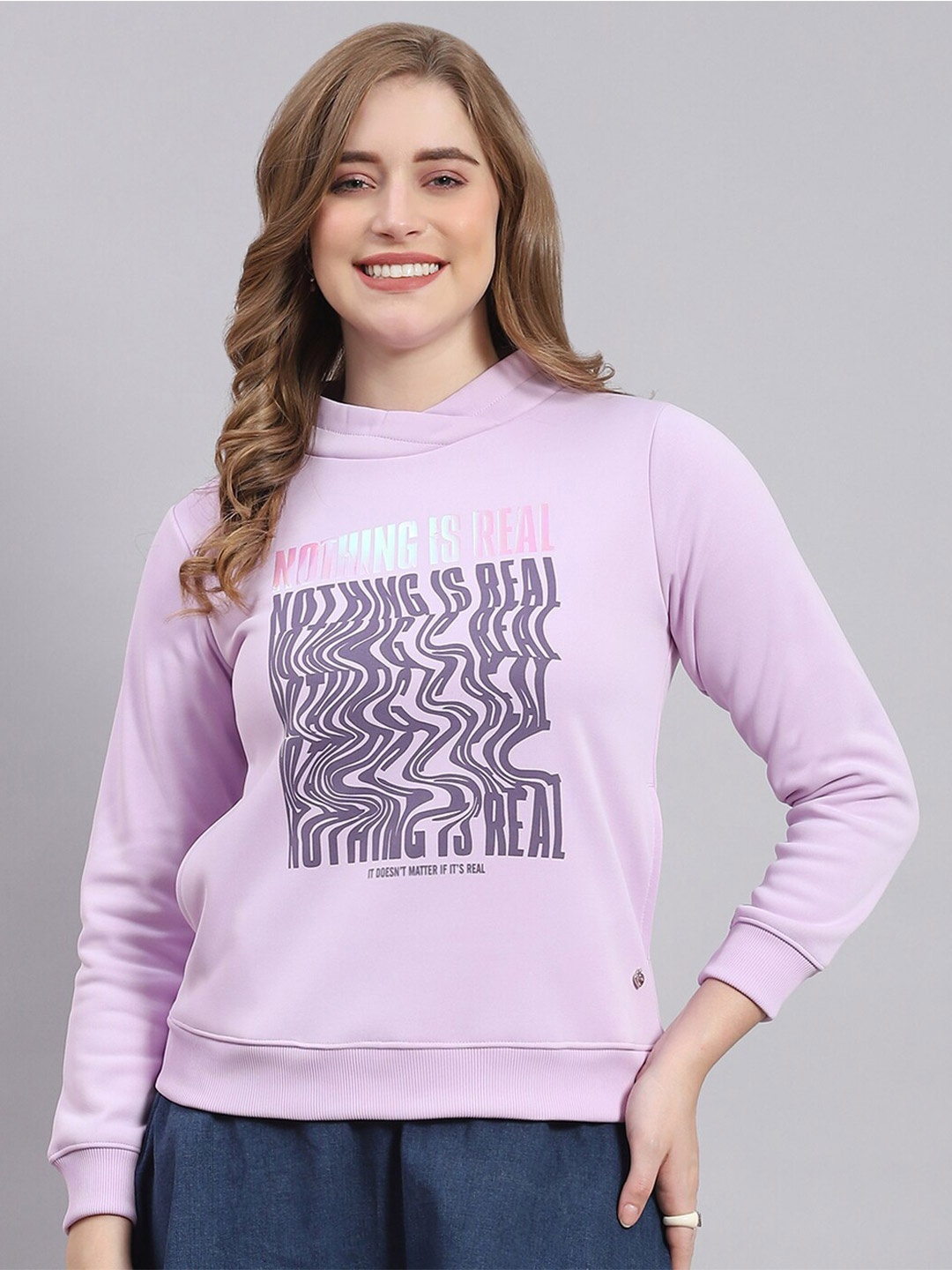 

Monte Carlo Printed Mock Collar Pullover Sweatshirt, Purple